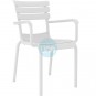 Silla Blanca Apilable, Reposa Brazos, Polipropileno y Fibra de Vidrio, TERRA2.BLANCO