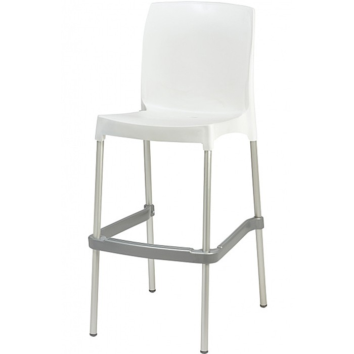 Taburete Blanco Apilable, Armazón Aluminio, Carcasa Polipropileno, BONA.BLANCO