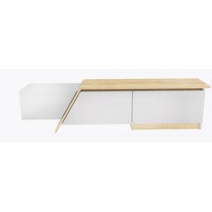 Mueble de tv prudence, biiaminado blanco con roble, 180 cms.