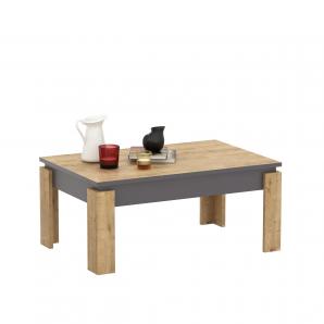 Mesa baja philippa, biiaminado roble con gris oscuro, 90 cms.