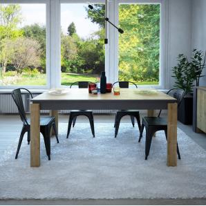 Mesa de comedor philippa, biiaminado roble con gris oscuro, 160 x 80 cms.