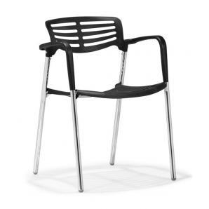 5 Sillones albeniz, cromado, polipropileno negro - 5 unidades