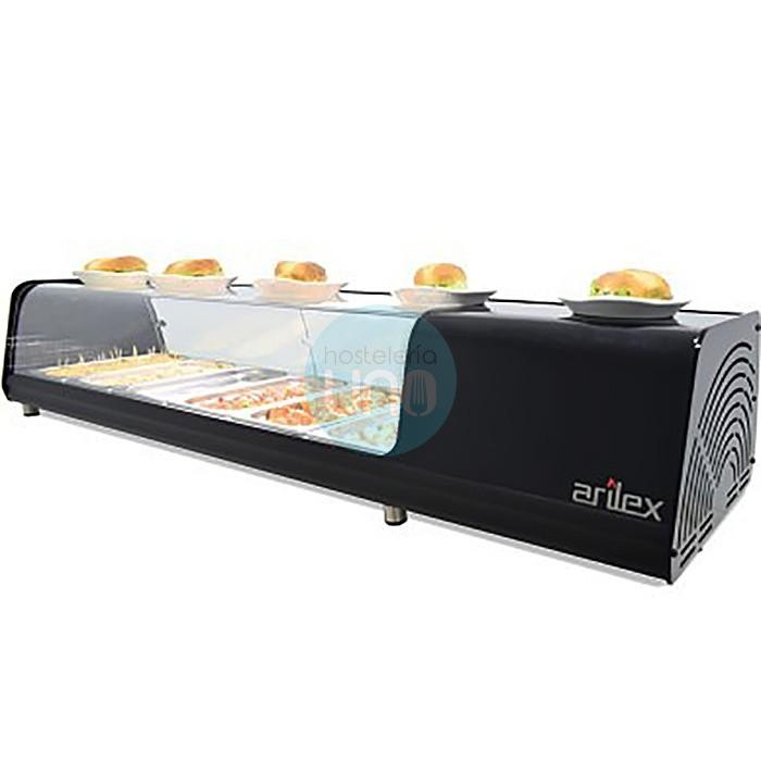 Vitrina de Tapas Refrigerada, 1,1 Metros Ancho, 4 Cubetas, Puertas Correderas, LED, AR4VTG Vision