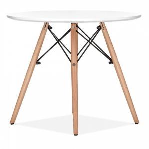 Mesa star, base madera, tapa blanca, 100 cms de diámetro