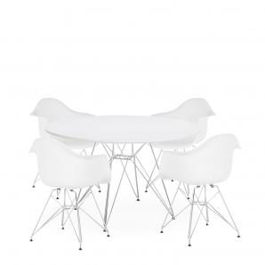 Mesa star, cromada, lacada blanca, 100 cms de diámetro