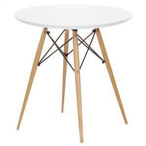 Mesa star, base madera, tapa blanca, 80 cms de diámetro