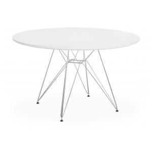 Mesa star, cromada, lacada blanca, 120 cms de diámetro