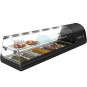 Vitrina Refrigerada para Tapas, 1,5 Metros, 6 Cubetas, Puertas Correderas, 2 Pisos, Cristal Curvo, SAYL