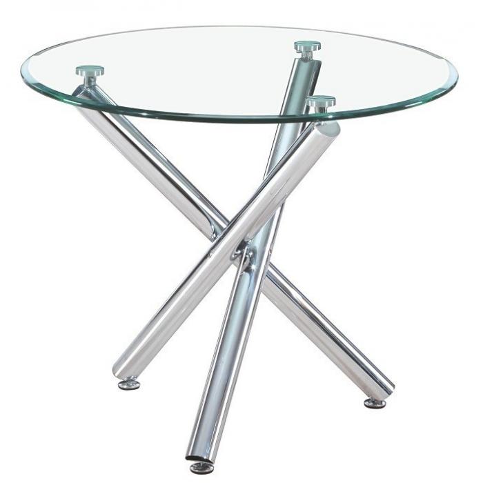 Mesa desiree new, cromada, cristal, 90 cms diámetro