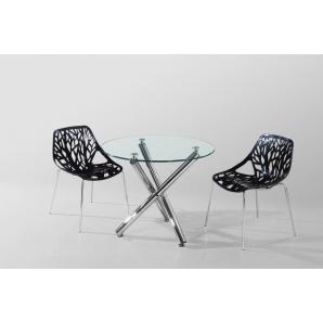 Mesa desiree new, cromada, cristal, 90 cms diámetro