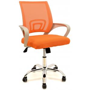 Sillón de oficina fiss new, blanco, gas, basculante, malla y tejido naranja