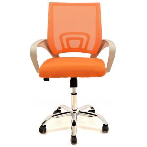 Sillón de oficina fiss new, blanco, gas, basculante, malla y tejido naranja