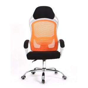 Sillón de oficina linz, blanco, alto, gas, sincro, malla naranja, tejido negro