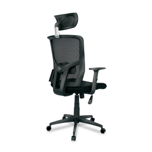 Sillón de oficina estambul, ergonómico, basculante, malla negra, asiento tejido negro