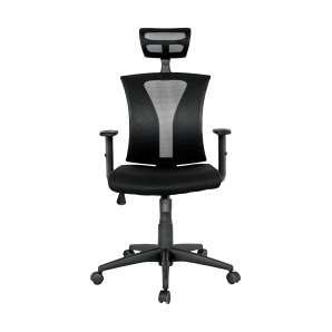 Sillón de oficina prage, ergonómico, basculante, malla negra, asiento tejido negro