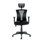 Sillón de oficina prage, ergonómico, basculante, malla negra, asiento tejido negro