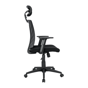 Sillón de oficina prage, ergonómico, basculante, malla negra, asiento tejido negro