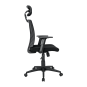 Sillón de oficina prage, ergonómico, basculante, malla negra, asiento tejido negro