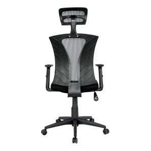 Sillón de oficina prage, ergonómico, basculante, malla negra, asiento tejido negro