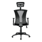 Sillón de oficina prage, ergonómico, basculante, malla negra, asiento tejido negro