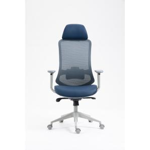 Sillón de oficina aranjuez, alto, gris, ergonómico, multifunción, malla y asiento azul