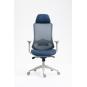 Sillón de oficina aranjuez, alto, gris, ergonómico, multifunción, malla y asiento azul