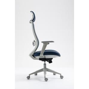 Sillón de oficina aranjuez, alto, gris, ergonómico, multifunción, malla y asiento azul