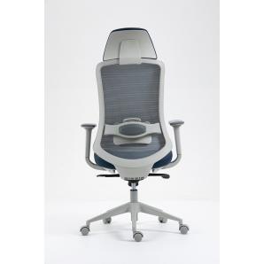 Sillón de oficina aranjuez, alto, gris, ergonómico, multifunción, malla y asiento azul