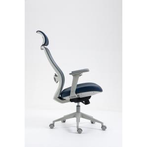 Sillón de oficina aranjuez, alto, gris, ergonómico, multifunción, malla y asiento azul