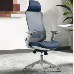 Sillón de oficina aranjuez, alto, gris, ergonómico, multifunción, malla y asiento azul