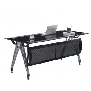 Mesa de oficina basilea, vidrio templado negro, 160 x 80 cms