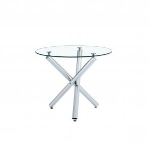 Mesa desiree new, cromada, cristal, 90 cms diámetro