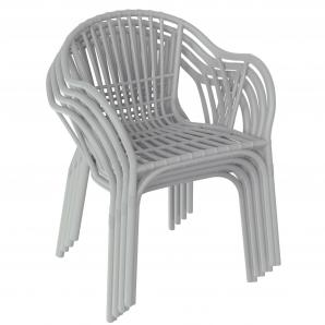 4 Sillones amalfi, apilable, polipropileno gris pálido - 4 unidades