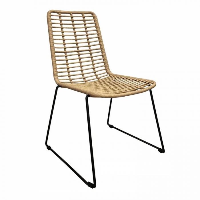 4 Sillas lotak, apilable, metal, ratán beige - 4 unidades 4 Sillas lotak, apilable, metal, ratán beige - 4 unidades