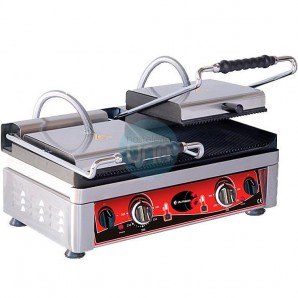 Plancha Grill Eléctrica Doble, Placas Ranuradas, Almison