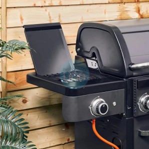 Barbacoa Híbrida Gas Carbón, 5 Quemadores, Negra, con Carro, Grillstream Legacy