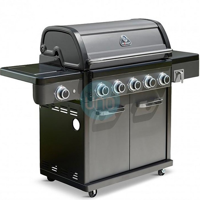 Barbacoa Híbrida Gas Carbón, 5 Quemadores, Negra, con Carro, Grillstream Legacy Barbacoa Híbrida Gas Carbón, 5 Quemadores, Negra, con Carro, Grillstream Legacy