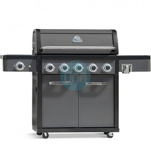 Barbacoa Híbrida Gas Carbón, 5 Quemadores, Negra, con Carro, Grillstream Legacy