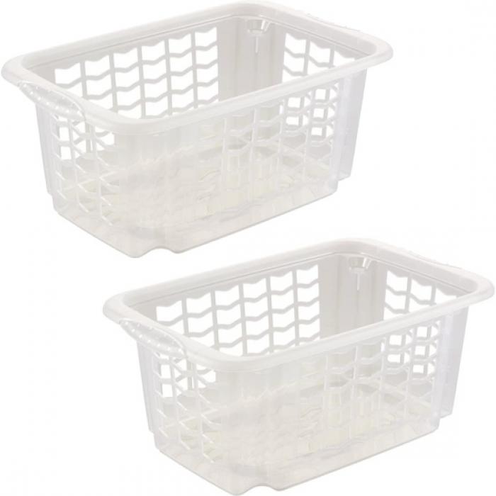 2x Caja de almacenaje, Plástico resistente (PP), 4,5 l, 30 x 20 x 11 cm,  Wilma, Transparente neutro