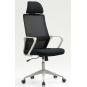 Sillón de oficina mario, alto, gris, malla y asiento negro