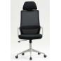 Sillón de oficina mario, alto, gris, malla y asiento negro