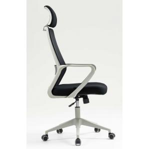 Sillón de oficina mario, alto, gris, malla y asiento negro