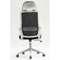 Sillón de oficina mario, alto, gris, malla y asiento negro
