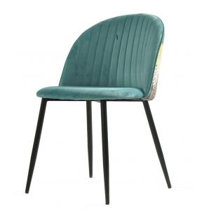 4 Sillas palm sky blue, metal, tapizado velvet azul con trasera palm - 4 unidades