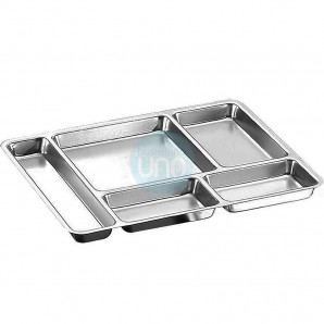 Bandeja 44x35 cm con 5 Compartimentos en Acero inoxidable, Fricosmos