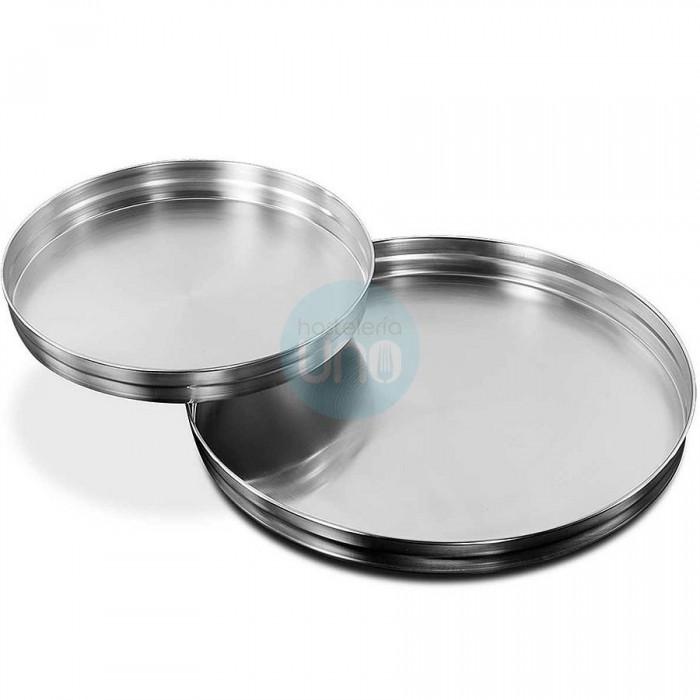 Bandeja Redonda Ø 40 cm en Acero inoxidable, Bordes Altos, Ideal Bebidas, Fricosmos