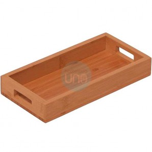 Bandeja Rectangular de Madera de Bambú, 20x10 cm, con Asas, Comas