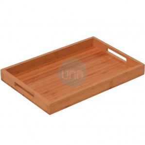 Bandeja Rectangular de Madera de Bambú, 30x20 cm, con Asas, Comas