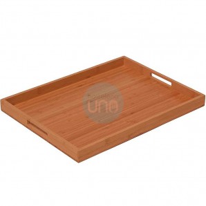 Bandeja Rectangular de Madera de Bambú, 40x30 cm, con Asas, Comas