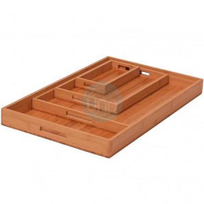 Bandeja Rectangular de Madera de Bambú, 53x32 cm, con Asas, Comas